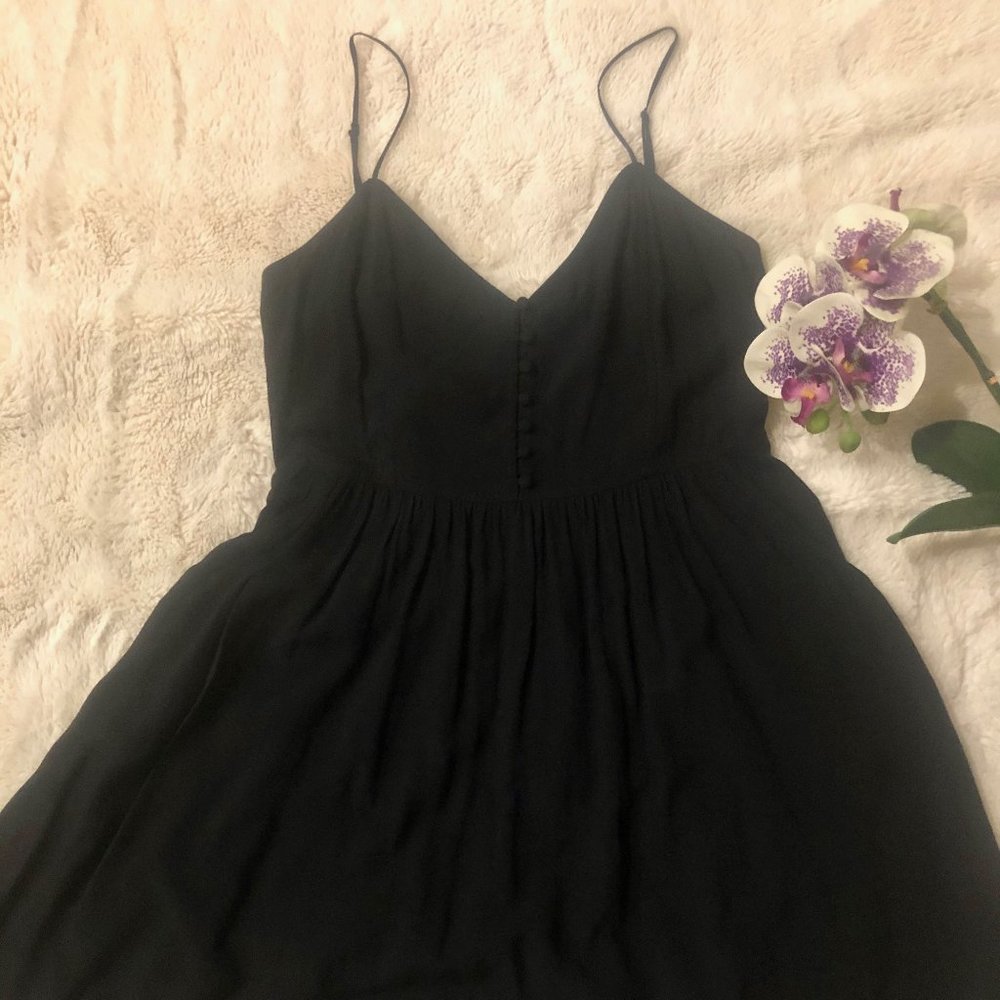 Express Mini Black Spaghetti Strap Dress with POCKETS!
